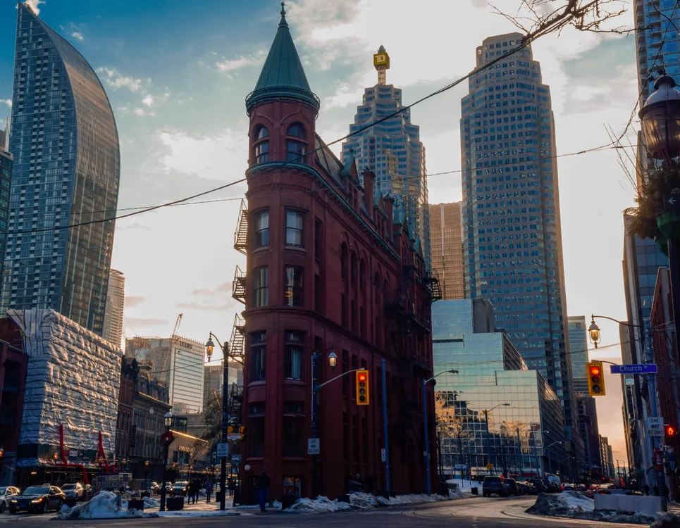 Toronto city buildings at sunset